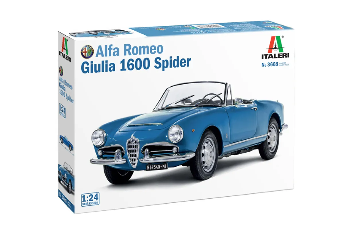 Italeri 1/24 Alfa Romeo Giulia 1600 Spider Car Scaled Plastic Model Kit |  3668