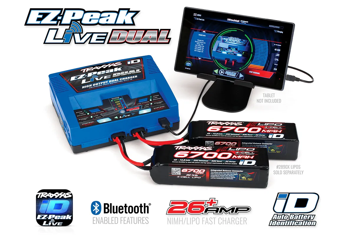 Traxxas EzPeak Live Dual 26Amp NiMH/LiPo ID Bluetooth Fast Charger 2973A
