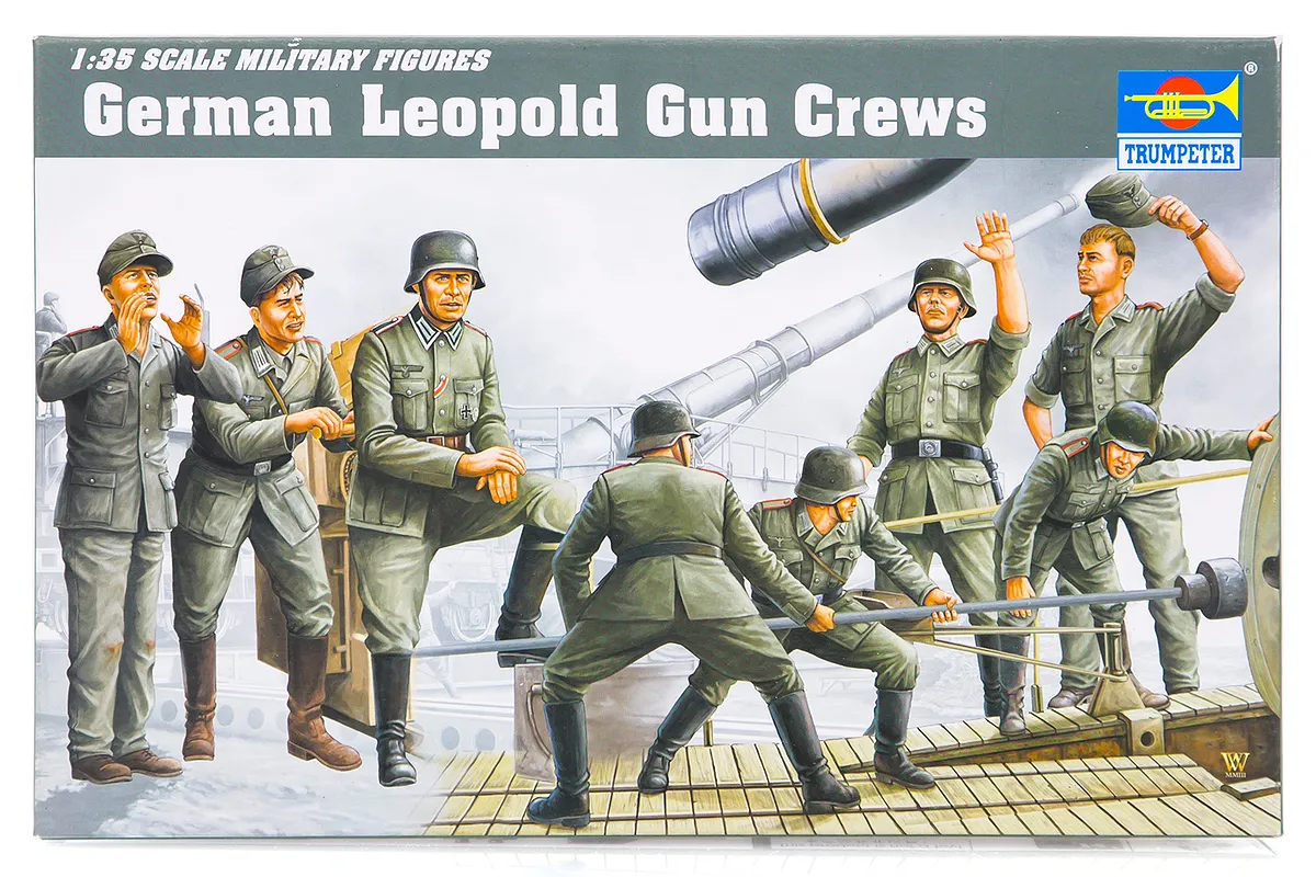 Maquette Figurines Servants De Canon Allemand Leopold 1/35 Trumpeter - 8 Figurines En Plastique à Peindre Pour Diorama Militaire (82 Pièces)