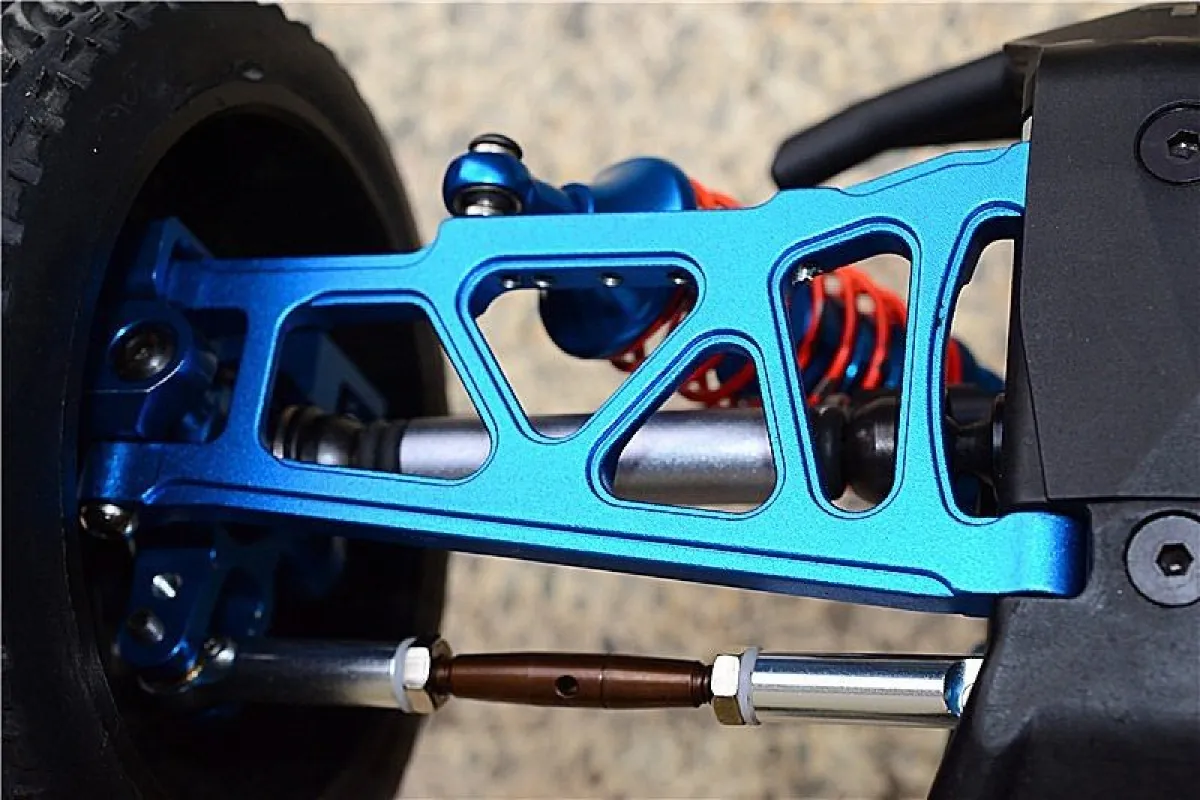 GPM Blue Aluminium Traxxas Slash 4x4 Front or Rear Lower Suspension Arms w Pins