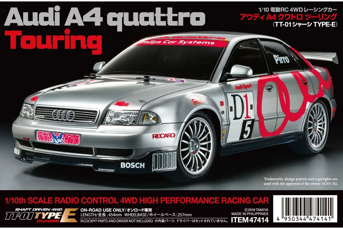 Tamiya 1/10 TT-01E Audi A4 Quattro Touring 4WD Electric RC Car Kit | 47414A