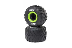 Losi 1/18 Green Beadlock Rims on Monster Truck Tyres 2Pcs