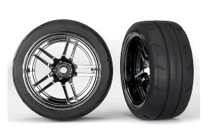 Traxxas 1.9" Response Extra Wide Rear Tyres on Black Chrome Wheels - Glued Wheels 2Pcs