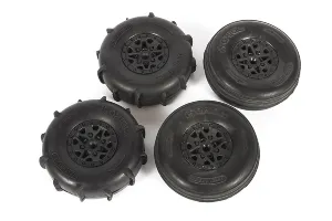 Axial 1.2/1.6" ST28 Razor Front & Rear Paddle Tyres on Black Rims - Glued Wheels 4Pcs