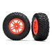 Traxxas 2.2/3.0" SCT Off Road Racing Tyres on Split Spoke Orange Rims - Glued Wheels 2Pcs
