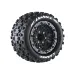 Louise 1/10 MT-Uphill (Soft) Tyres on (0", 1/2" Offset) Black Rims with Hex Adapters - Glued Wheels 2Pcs