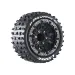 Louise 1/10 ST-Pioneer (Soft) Tyres on (0", 1/2" Offset) Black Rims with Hex Adapters - Glued Wheels 2Pcs
