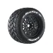 Louise 1/8 ST-Rocket (Sport) Tyres on (0", 1/2" Offset) Black Rims with Hex Adapters - Glued Wheels 2Pcs