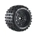 Louise 1/8 ST-Pioneer (Sport) Tyres on (0", 1/2" Offset) Black Rims with Hex Adapters - Glued Wheels 2Pcs