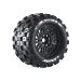 Louse 1/8 ST Mcross (Sport) Tyres on (0", 1/2" Offset) Black Rims - Glued Wheels 2Pcs