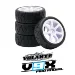 Volante 1/10 V9X Evolution 32R Radial Premium On Road Tyres on White Rims - Glued Wheels 4Pcs