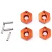 HSP Orange Aluminium 12mm Wheel Hexes 4Pcs w/ Pins