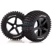 Louise 3.8" T-Rock Tyres on Black Spoke Rims - Glued Truggy Wheels w/ Foam 2Pcs