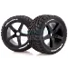 Louise 3.8" T-Rocket Tyres on Black Spoke Rims - Glued Truggy Wheels w/ Foam 2Pcs