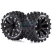 Louise 2.8" ST-Rock Tyres on Black Spoke Rims - Glued Truck Wheels w/ Foam 2Pcs