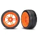 Traxxas 1.9" Response Slick Tyres on Split-Spoke Orange Rims - Glued Wheels 2Pcs