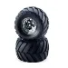 Tamiya Wild Willy 2 1.9" Front V Groove Tyres on Chrome Rims - Wheels 2Pcs