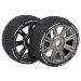 Louise 3.3" GT-Tarmac MFT (Soft) Tyres on Black Chrome 8 Spoke Rims - Glued Wheels 2Pcs