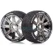 Louise 3.3" GT-Shiv MFT (Soft) Tyres on Black Chrome 8 Spoke Rims - Glued Wheels 2Pcs