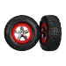 Traxxas 2.2/3.0" Off Road Tyres on Chrome/Red Rims - Glued Wheels 2Pcs