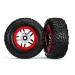 Traxxas 2.2/3.0" Off Road Tyres on Satin Chrome/Red Rims - Glued Wheels 2Pcs