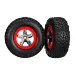 Traxxas 2.2/3.0" Off Road Tyres on Satin Chrome/Red Rims - Glued Wheels 2Pcs