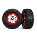 Traxxas 2.2/3.0" Off Road Tyres on Satin Chrome/Red Rims - Glued Wheels 2Pcs