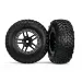 Traxxas 2.2/3.0" Off Road Tyres (S1 Compound) on Black/Satin Chrome Rims - Glued Wheels 2Pcs