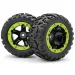 Blackzon 1.9" Slayer Tyres on Green/Black 5 Spoke Rims - Glued Wheels 2Pcs