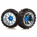 HSP 2.8" Off Road V-Groove Tyres on 10 Spoke Chrome Blue Rims - Wheels 2Pcs
