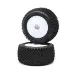 Losi 1.5" Mini-T 2.0 Rear Step Pin Off Road Tyres on White Rims - Glued Wheels 2Pcs