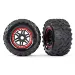 Traxxas 2.8/3.7" Maxx 4S AT Tyres on 6 Spoke Red Rims - Glued Wheels 2Pcs