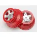 Traxxas 1.5/2.0" Satin Chrome/Red Rims 2Pcs