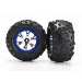 Traxxas 2.2" Canyon AT Tyres on Chrome Blue Rims - Glued Wheels 2Pcs