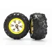 Traxxas 2.2" Canyon AT Tyres on Chrome Yellow Rims - Glued Wheels 2Pcs