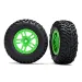 Traxxas 2.2/3.2" SCT Off Road Racing Tyres on Split Spoke Green Rims - Glued Wheels 2Pcs