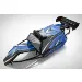 Rovan Black Steel Baja Roll Cage w/ Painted Blue Panels, LED Light Bar & Black Rear Wing