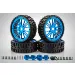 Rovan 6.5" 5IVE-T Unlined All Terrain Nail Tyres on Blue Rims w/ Bolt On Hexes - Beadlocked Wheel Set