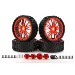 Rovan 6.5" 5IVE-T Unlined All Terrain Nail Tyres on Red Rims w/ Bolt On Hexes - Beadlocked Wheel Set
