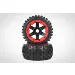Rovan 4.7/5.5 Wasteland 2nd Gen Rear Tyres on Red Rims - Glued Wheels 2Pcs