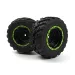 BlackZon 1.9" MT Tyres on Black/Green Dish Rims - Glued Wheels 2Pcs