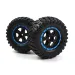 BlackZon 1.9" Desert Tyres on Black/Blue Spoked Rims - Glued Wheels 2Pcs