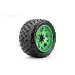 Jetko 5.3" King Cobra XMT Medium Soft Belted Tyres on Metal Green Claw Rims - Glued Wheels 2Pcs