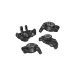 GPM Black Aluminium Steering & Rear Hubs 4Pcs w/ Larger Bearings