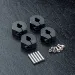 MST Black Aluminium 12mm Hexes (6mm Thick) Set 4Pcs
