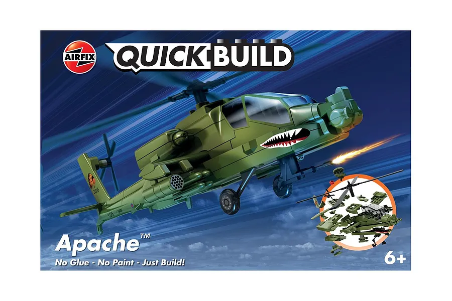 Airfix Quickbuild Apache Helicopter Plastic Model Kit Green J6004
