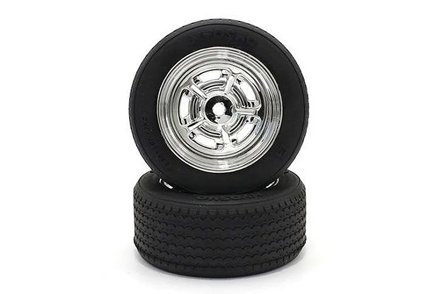 Kyosho 2.5" Vintage Rubber Touring Car Tyres On Plated Rostyle Rims