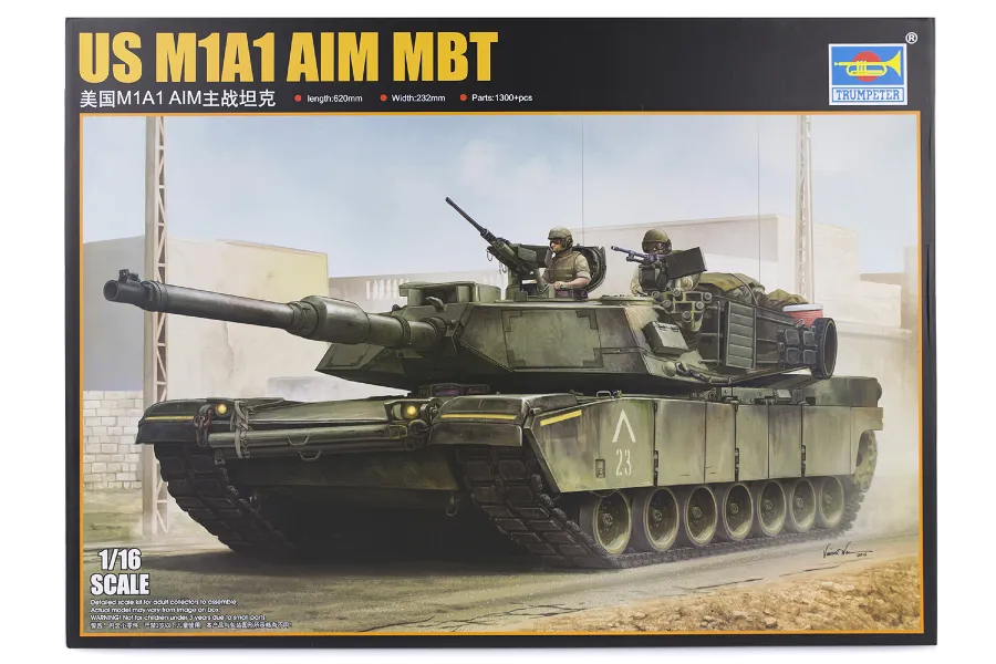 Trumpeter 1/16 U.S. Abrams M1A1 Aim Main Battle Tank Scaled Plastic ...