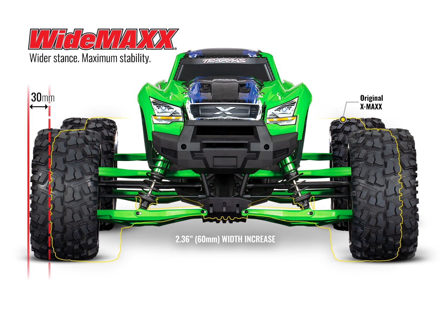 WideMaxx Kit for X-Maxx (#7895G) WideMaxx Front Diagram (Green)