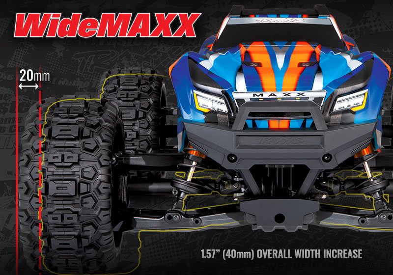 WideMaxx stance stretches the wheels out over 1.5 inches (40 mm) wider for even greater stability.